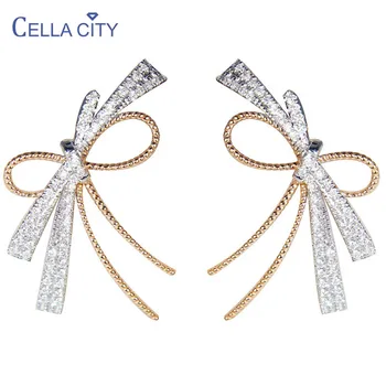 Cellacity Moda 925 Ayar Gümüş Küpe Kadınlar için Charms İlmek S925 Kulak Çıtçıt Kadın Narin düğün aksesuarı Hediye