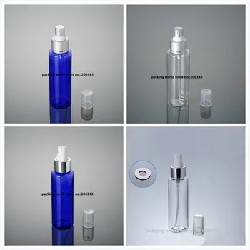 sis püskürtücü /parfüm/toner/su/tuvalet kozmetik ambalajı için alüminyum püskürtücülü 100ml şeffaf/mavi PLASTİK(PET) ŞİŞE