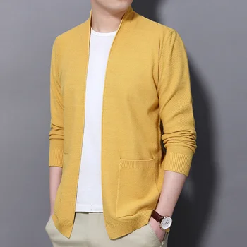 Moda Erkek Kazak 2023 Sonbahar erkek V Yaka İnce Düz Renk Örme Hırka Erkek Rahat Sweatercoats M-3XL