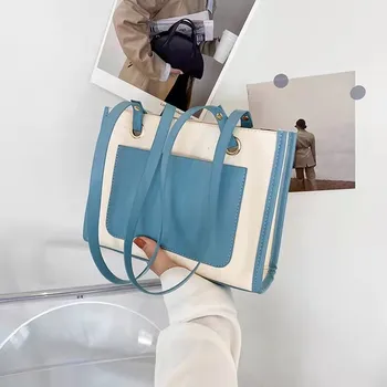Büyük kapasiteli kadın sonbahar hit renk 2021 yeni trend moda omuzdan askili çanta taze tote çanta basit büyük çanta