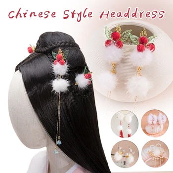 Hanfu Headdress Antik Stil Firkete Çin saç aksesuarları Püskül Uzun Zincir Boncuk Dangle Firkete saç tokası Saç Takı