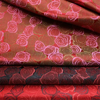 90 * 100 CM Çiçek Çin Tarzı Brokar Saten Jakarlı FabricDİY El Yapımı Patchwork Saten dikiş kumaşı Kimono Cheongsam