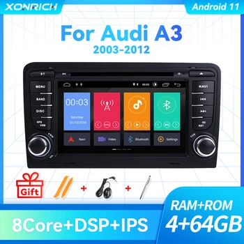 Carplay Android 11 4GB 64GB 2 Din DSP Araba Radyo Multimedya Audi A3 8P 2003-2012 S3 2006-2012 RS3 2011 IPS Navigasyon DVD