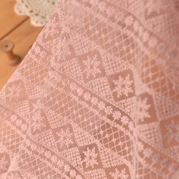 bir metre High end gazlı bez kumaş Çıplak pembe nakış şerit doku El yapımı giysiler temel giysiler elbiseler perdeler malzeme