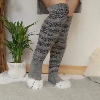 Kadın Kış diz üstü çorap Çizgili Patchwork Polar Sıcak Çizme Çorap bacak ısıtıcısı Yüksek Çorap Çorap Kadın Kızlar için