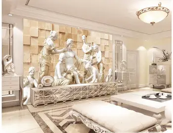 3d odası duvar kağıdı Heykeli Avrupa 3D zemin duvar kağıtları oturma odası Ev Dekorasyon için