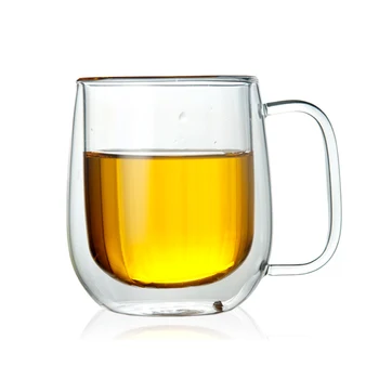 Homies çift cam kahve fincanları kolu ile Çift Duvar Cam Kungfu çay bardağı çift cam Drinkwear kupalar İçecek Sağlık Rejimi