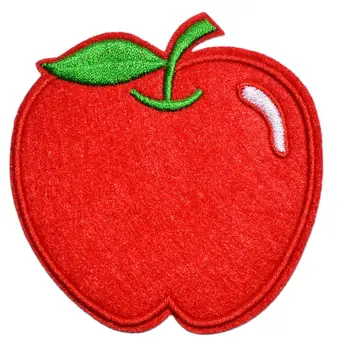 (5 adet) Kırmızı Elma-Lezzetli Meyve-Öğretmen-Yeşil Yaprak Demir On Patch karikatür Motif Aplike oyalamak (yaklaşık 8 * 8.2 cm)