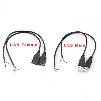 USB Konektörü Erkek Dişi Kablo 4 Pin Tel Veri Kablosu Uzatma Kablosu 2 Pin Güç Kaynağı DIY 5V Adaptörü Şarj 0.3 M 1M 2M