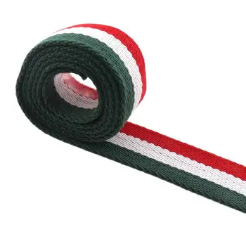 38MM Genişlik Kırmızı Beyaz ve Yeşil Renk polyester pamuk kanvas Dokuma Kemer Kayışı Giysiler için Yüksek Kaliteli Şerit DIY Aksesuarları