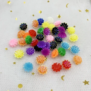 Karışık renk 40 adet/reçine ab çiçek / rhinestone / reçine düz geri / 3D çiçek için uygun cep telefon süsü / saç tokası dekorasyon