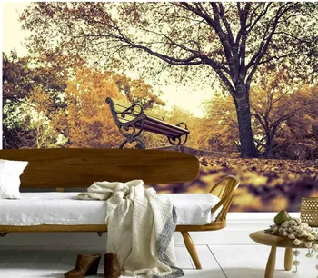 Özel 3D duvar resimleri, Parklar Sonbahar Tezgah Ağaçları Doğa papel de parede, otel restoran bar oturma odası kanepe TV duvar yatak odası duvar kağıdı