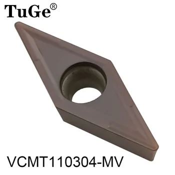TuGe VCMT110304 Enternal Dönüm Aracı Karbür Uçlar Bıçak Torna Kesme Aletleri VCMT 110304 Paslanmaz çelik 10 adet / grup