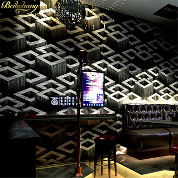 beibehang Bar Otel Balo Salonu Tema Su Geçirmez Vintage 3D Duvar Kağıdı Rulo Modern 3D Vinil geometri duvar kağıtları oturma odası KTV için