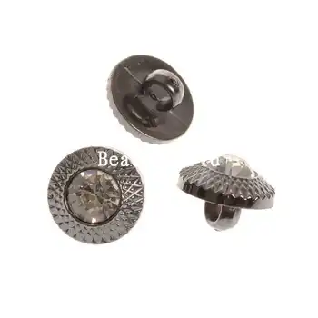 50 Adet Gunmteal Beyaz Rhinestone Reçine Yuvarlak Shank Düğmeler Scrapbooking Giyim Dekorasyon Takı DIY 12mm (W04809 X 1)