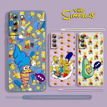 Simpsons Ailesi İçin Samsung Galaxy S22 S21 S20 S10 5G Not 20 10 Ultra Artı Pro FE Lite Sıvı Halat telefon Kılıfı Kapak Fundas