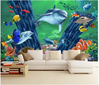 Duvarlar için özel duvar kağıtları 3 d duvar resimleri duvar kağıdı 3d köpekbalığı yunuslar sualtı dünyası çocuk odası çocuk odası duvar duvar kağıtları