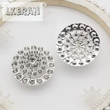 LKERAN 3 Adet 40mm Yuvarlak Zanaat Kristal Rhinestone Düğmeler Çiçek Yuvarlak Küme Flatback Düğün Süsleme Takı Zanaat