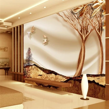 wellyu Avrupa tarzı ağaç kuşlar 3D TV arka plan duvar özel büyük ölçekli duvar tablosu yeşil duvar kağıdı papel de parede