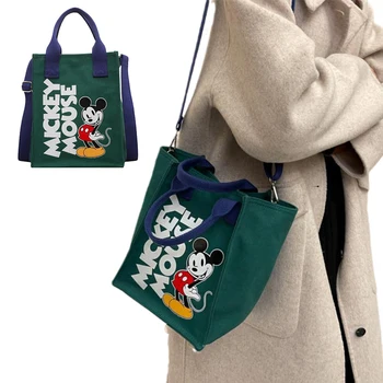 Mickey Mouse Disney Tote Çanta Anime Karikatür askılı çanta Kawaii Bir Omuz Trend Büyük Kapasiteli Bayan Çantası Sevimli doğum günü hediyesi