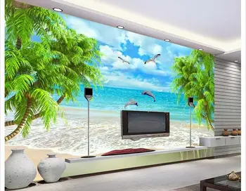 3D fotoğraf duvar kağıdı özel 3d duvar resimleri duvar kağıdı Yaz aşk deniz hindistan cevizi TV ayarı duvar 3d duvar kağıdı oturma odası