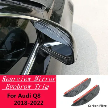 Audi için Q8 2018-2023 Karbon Fiber Dikiz dikiz aynası Kapağı Sopa Trim Çerçeve Lambası Kalkan Kaş Oto Aksesuarları Yağmur