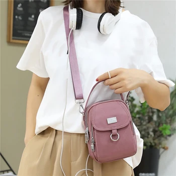 Kadın basit omuz çantası Moda Çanta Yüksek Kaliteli Dayanıklı Kumaş Kadın Mini Çanta Telefonu Çantası Fermuar Çapraz vücut Çanta Yeni