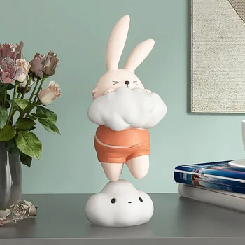 Iskandinav odası DEKOR Karikatür Tavşanlar FİGURİN Süsler EV Oturma Odası TV Dolabı Sundurma Masaüstü Dekorasyon Aksesuarları Kız Hediye