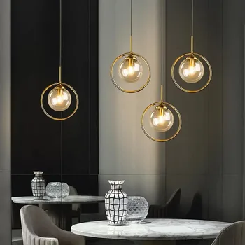 Yaratıcı cam kolye ışıkları Nordic oturma odası asılı lamba Led kolye lamba moda sanat Villa otel iç mekan aydınlatması fikstür