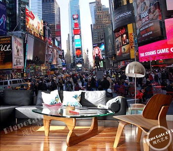 Özel 3D duvar resimleri, New York times meydanı bina sokak görünümü, oturma odası kanepe TV duvar yatak odası duvar kağıdı