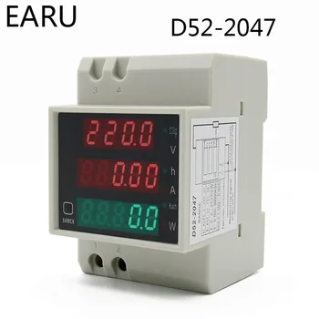 DİN-ray Çok fonksiyonlu LED Dijital Metre AC 80-300V 200-450V 0-100A Aktif Güç Faktörü Elektrik Enerjisi Ampermetre Voltmetre DIY