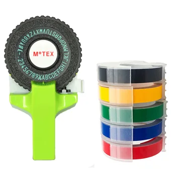 Yeşil Motex E101 Manuel Etiket Makinesi DIY El Dekoratif Manuel Daktilo için 9mm 3D kabartma PVC plastik etiket bant