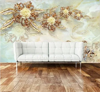 Özelleştirilmiş 3d duvar resimleri duvar kağıdı altın kristal gül mücevher arka plan duvar dekor 3d oturma odası