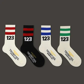 Gençlik erkek çorabı spor çorapları Sokak Hip Hop Mektup Şekil Renk Şerit Essentials Calcetines Kaykay Eğlence Moda Hediye
