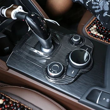 Otomatik Merkezi Kontrol Vites Paneli Süslemeleri krom çerçeve İçin Gerçek Karbon Fiber Alfa Romeo Giulia Stelvio 2017 -2020 İçin Araba Aksesuarları