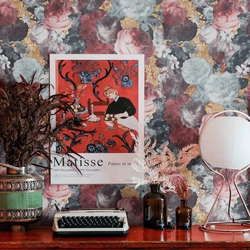 Amerikan Yağlıboya Pastoral çiçekli duvar kağıdı 3D Kabartmalı Yatak Odası Başucu Oturma Odası Kanepe Tv Arka Plan çiçekli duvar kağıdı