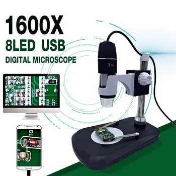1600X USB Dijital Mikroskop Kamera Endoskop 8LED Büyüteç ile Metal Standı
