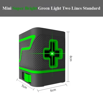 2 Satır Mini Yeşil Lazer Seviyesi Çapraz Çizgi Lazer Dikey Ve Yatay Çizgi Süper Güçlü Lazer ışın Hattı Taşınabilir Ölçü Aracı