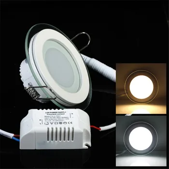 6W Cam LED Downlight Yuvarlak / Kare kısılabilir LED tavan paneli ışığı AC85-265V Mutfak Aydınlatma Lambası Sıcak / Doğal / Soğuk Beyaz