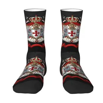 Tapınak Şövalyeleri Arması erkek Mürettebat Çorap Unisex Yenilik 3D Baskı Ortaçağ Savaşçı Çapraz Elbise Çorap
