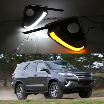 Araba güçlendirme LED gündüz farları dönüş sinyal ışıkları Toyota Fortuner 2015-2018 İçin