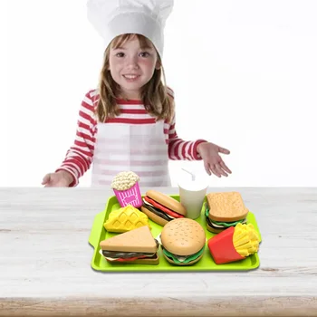 Mutfak Oyuncak Oyunu Kızlar İçin Oyun Evi Çocuklar İçin Gıda Seti Simülasyon Hamburger Ekmek Kızartması Kız Oyuncak Oyun Mutfak Bulmaca Seti