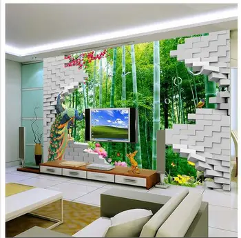 Özel 3d duvar kağıdı 3 d yaratıcı moda bambu hd TV ayarı duvar kağıdı