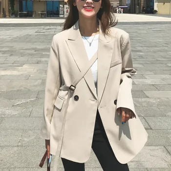 Wenfly Kadın Takım Elbise Ceket Kruvaze Kore Versiyonu Tasarım Sashes Moda Hip Hop Streetwear Giyim Harajuku Giyim