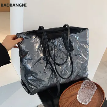 Moda Parlak Yüzey Pamuk Casual Tote Çanta Lüks Çanta Kadın Çanta Tasarımcısı Büyük omuz çantaları Kadınlar için Trend