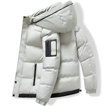 Erkek Ceket Mont 2023 Kış Kapşonlu Bombacı Ceket Erkek Düz Açık Kar Palto Harajuku Sıcak Parka Giyim Eşofman Erkekler