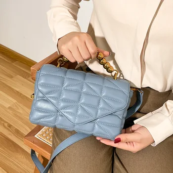 Marka PU Kapitone yastıklı çanta kadın Topu Boncuk Kolu Omuz Crossbody Çanta Tasarımcısı Mini Kare postacı çantası Çantalar