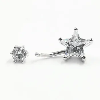 925 Ayar Gümüş Göbek Çubuğu Yıldız Göbek piercing halkası Göbek göbek takısı Kadınlar İçin Moda Kırpma Üst Aksesuarları Hediye