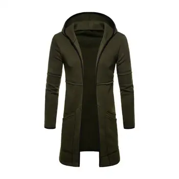Erkek Kapşonlu Ceketler Uzun Kollu Erkek Ceket 2021 Sonbahar Kış Rüzgar Geçirmez Düz Renk Cepler Ceket Giyim