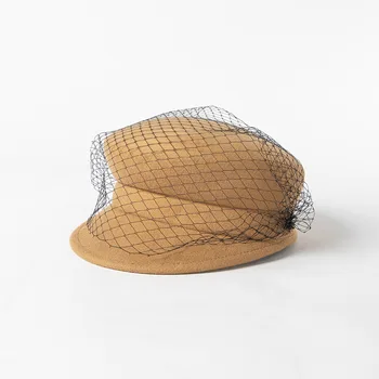 X506 100 % Yün Kadın Bereliler Peçe Süslemeleri Fransız Sanatçı Şapka Vintage Kızlar Ressam Şapka Bere